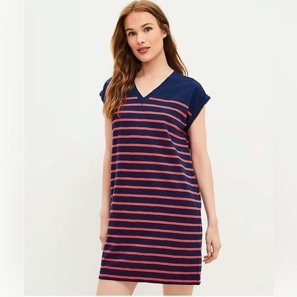 Lou & Grey Dresses & Skirts - Lou & Grey short sleeve striped shirt dress size M